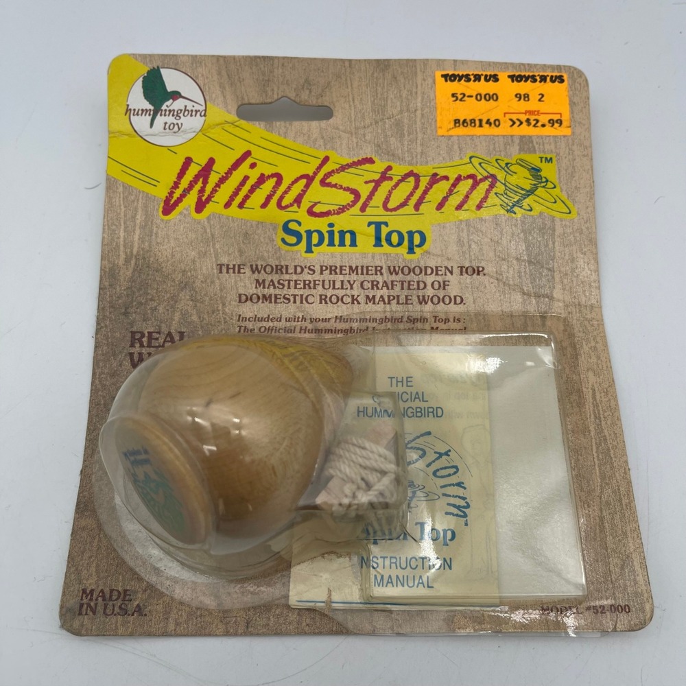 Vintage 1990 Hummingbird WindStorm Wooden Spin Top Rock Maple Made in USA 52-000